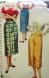 4770 TEENAGE SLIM LONGER SKIRT 54 PATTERN 25''WST, HIP 33''